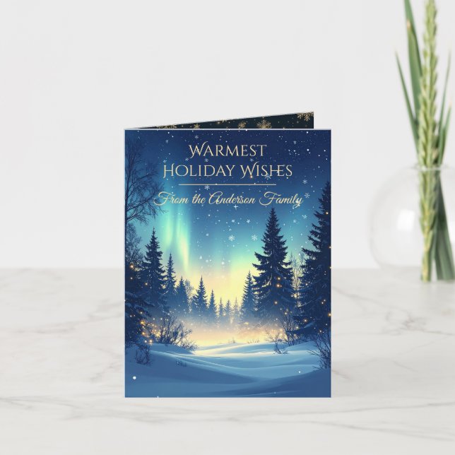 Cartão De Festividades Modern Christmas & New Year Card Elegant (Frente)