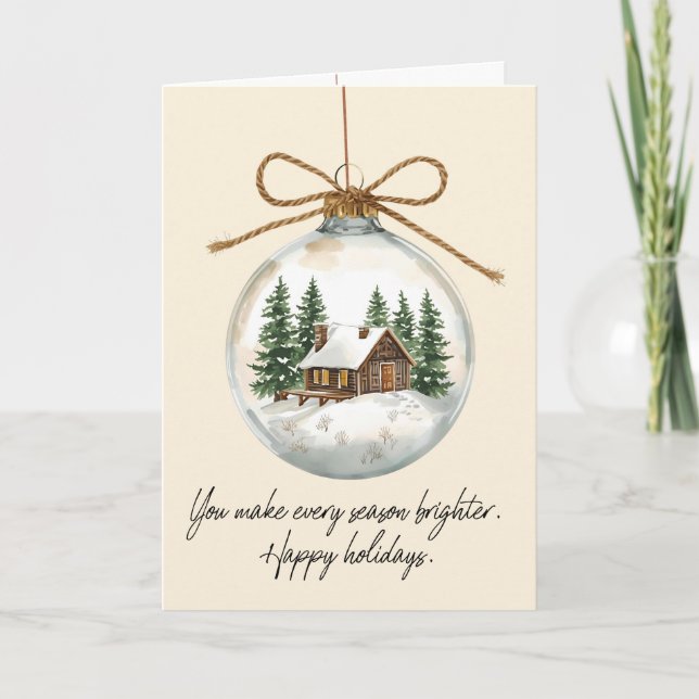 Cartão De Festividades Modern Christmas Ornament Folded Holiday Card (Frente)