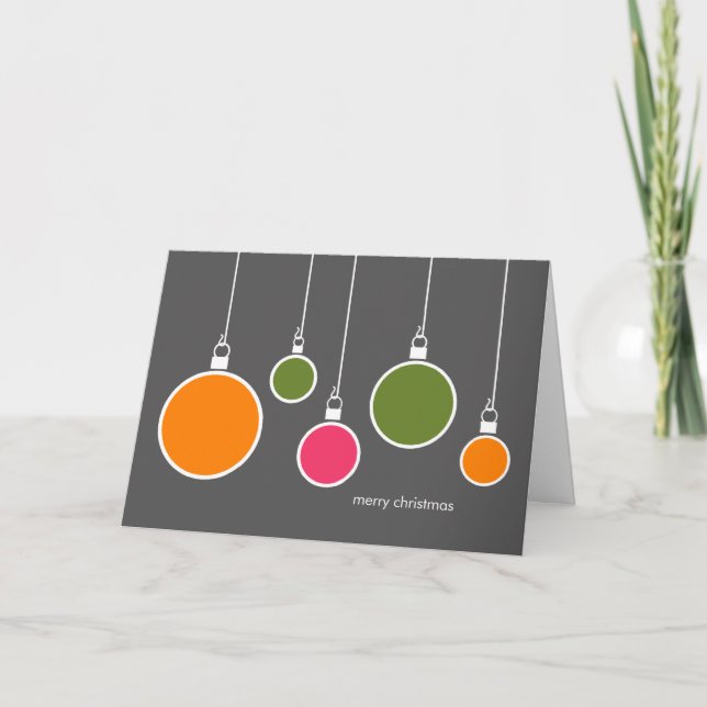Cartão De Festividades Modern Christmas Ornaments Card - Dark Gray (Frente)