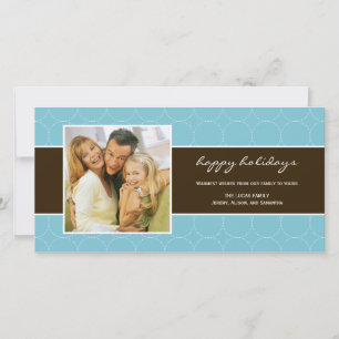 Cartão De Festividades Modern Circles Holiday Photo Card - Turquoise
