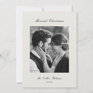 Cartão De Festividades Modern Classic Married Christmas Newlywed