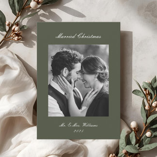 Cartão De Festividades Modern Classic Sage Married Christmas Newlywed