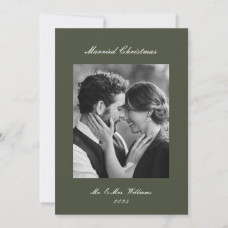 Cartão De Festividades Modern Classic Sage Married Christmas Newlywed