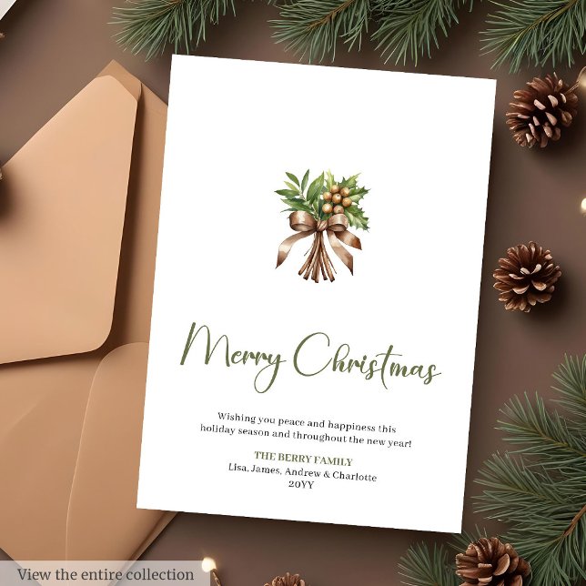 Cartão De Festividades Modern Editable Pine Wreath Christmas Greeting  (Modern Editable Pine Wreath Christmas Greeting Card

)