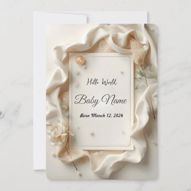 Cartão De Festividades Modern Elegant Baby Announcement Card (Frente)