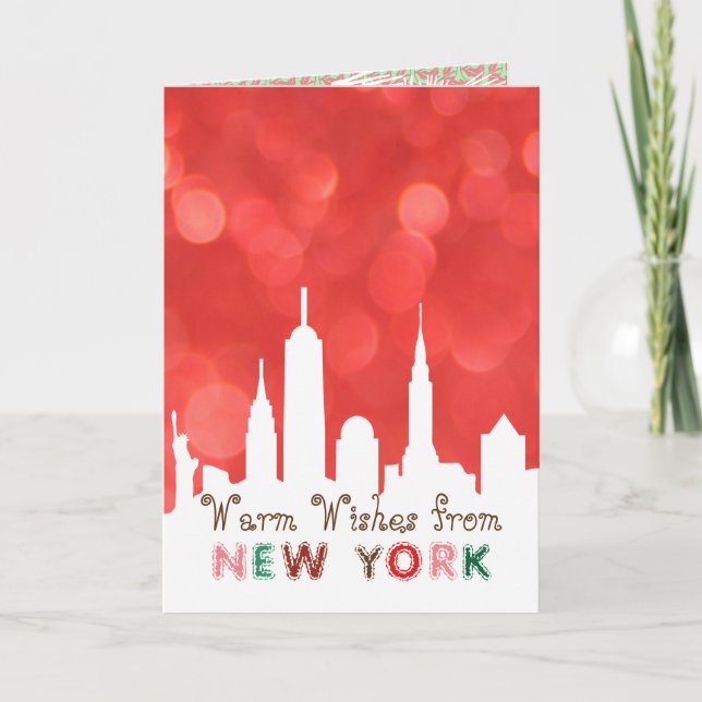 Cartão De Festividades Modern Elegant New York City Skyline Greeting Card (Frente)