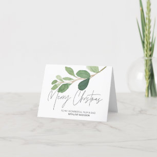 Cartão De Festividades Modern Eucalyptus Christmas Card for Mum and Dad