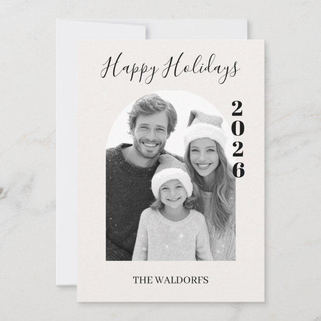 Cartão De Festividades Modern Family Photo Christmas Card | Happy Holiday (Frente)