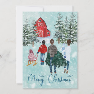 Cartão De Festividades Modern Felry Christmas Family Winter
