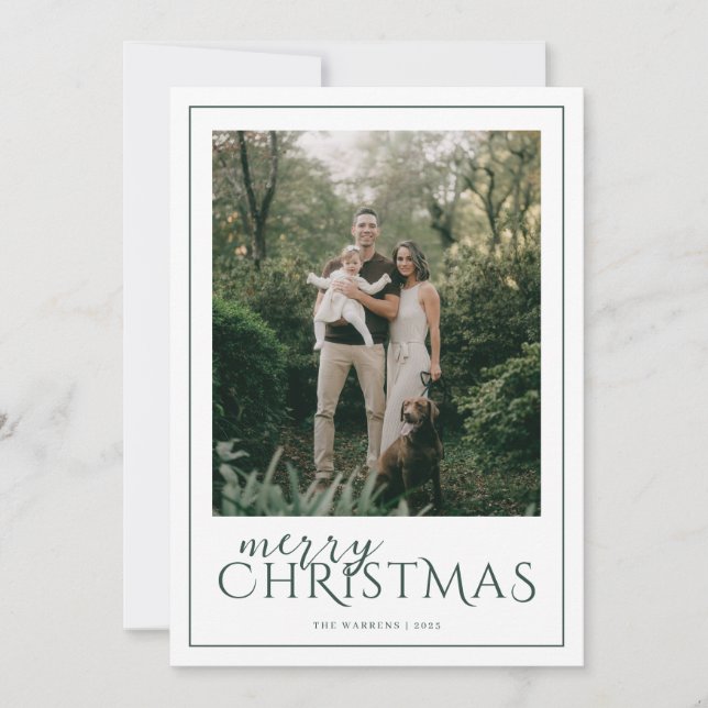 Cartão De Festividades Modern Framed Merry Christmas Photo Collage (Frente)