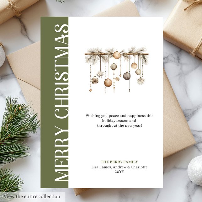 Cartão De Festividades Modern green and gold Christmas greeting card (Modern green and gold Christmas greeting card

)