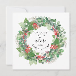 Cartão De Festividades Modern Greenery Venha Adoremos Ele Religioso