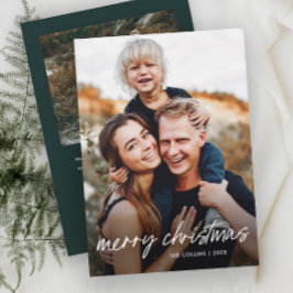 Cartão De Festividades Modern Hand Lettered 2 Fotografias Natal