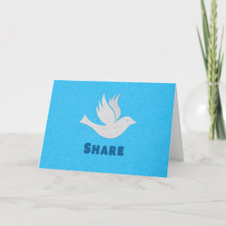 Cartão De Festividades Modern Handmade White Dove Share Peace Blue