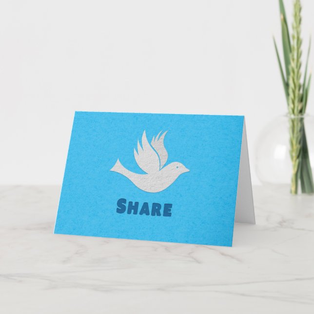 Cartão De Festividades Modern Handmade White Dove Share Peace Blue (Frente)