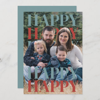 Cartão De Festividades Modern Happy Holidays Family Photo Card