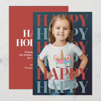 Cartão De Festividades Modern Happy Holidays Photo Card