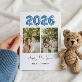 Cartão De Festividades Modern Happy New Year Photo Collage 2026 | Elegant