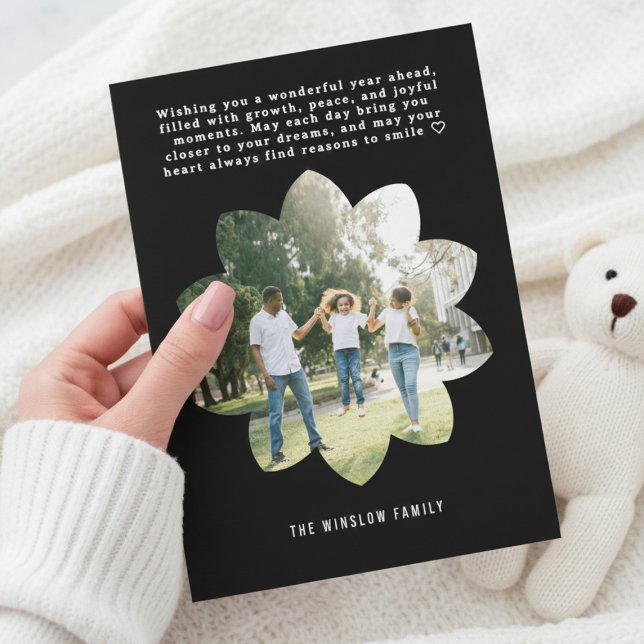 Cartão De Festividades Modern Happy New Year Photo Collage Card | Elegant (Criador carregado)