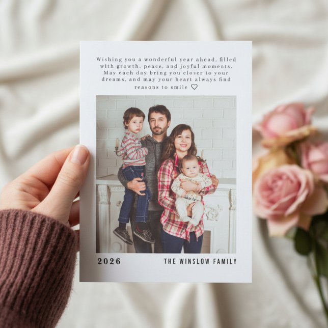 Cartão De Festividades Modern Happy New Year Photo Collage Card | Elegant (Criador carregado)