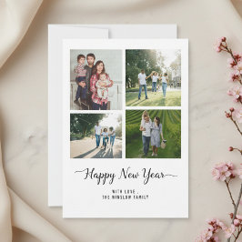 Cartão De Festividades Modern Happy New Year Photo Collage Card | Elegant