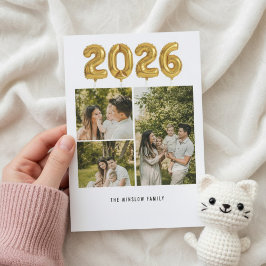 Cartão De Festividades Modern Happy New Year Photo Collage Card | Elegant