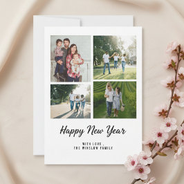 Cartão De Festividades Modern Happy New Year Photo Collage Card | Elegant