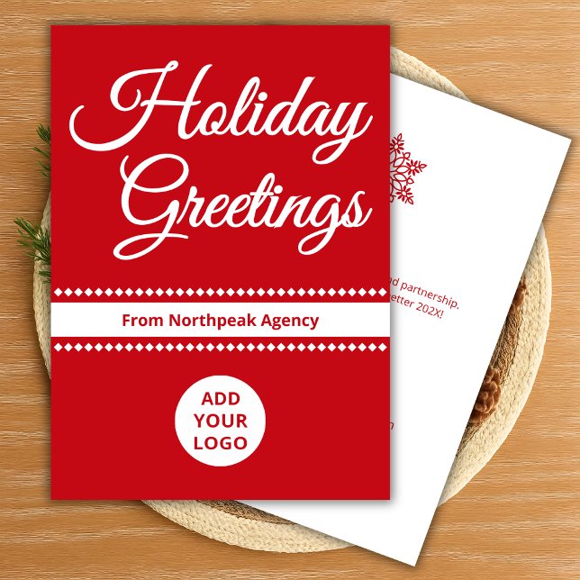 Cartão De Festividades Modern Holiday Card | Upload Logo & Message (Criador carregado)