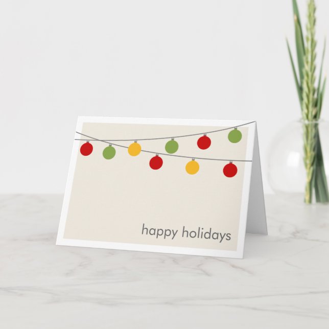Cartão De Festividades Modern Holiday Christmas Ornaments Greeting Card (Frente)