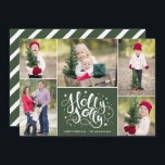 Cartão De Festividades Modern Holly Jolly Photo Collage Green<br><div class="desc">Esta placa divertida e moderna apresenta tipografia de na moda,  leitura,  "Holly Jolly" e 5 modelos de fotos. A cor de fundo na parte traseira da placa pode ser personalizada para qualquer cor que você quiser!</div>