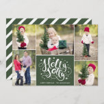 Cartão De Festividades Modern Holly Jolly Photo Collage Green<br><div class="desc">Esta placa divertida e moderna apresenta tipografia de na moda,  leitura,  "Holly Jolly" e 5 modelos de fotos. A cor de fundo na parte traseira da placa pode ser personalizada para qualquer cor que você quiser!</div>