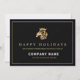 Cartão De Festividades Modern Holly | Logotipo Dourado Elegante