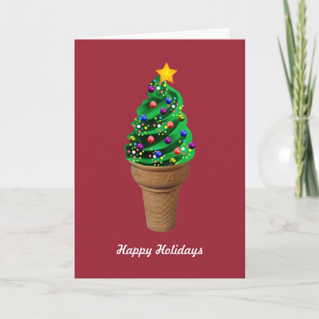 Cartão De Festividades Modern Ice Cream Christmas Tree Greetings Card (Frente)
