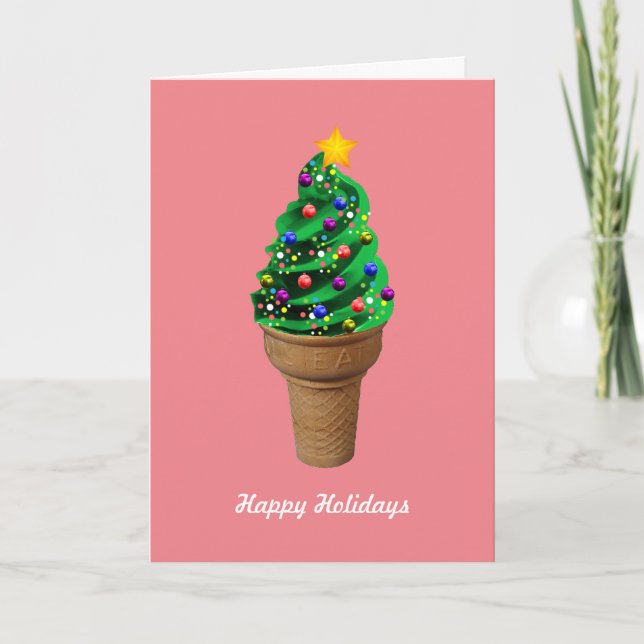 Cartão De Festividades Modern Ice Cream Christmas Tree Greetings Card (Frente)