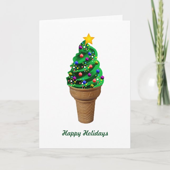 Cartão De Festividades Modern Ice Cream Christmas Tree Greetings Card (Frente)