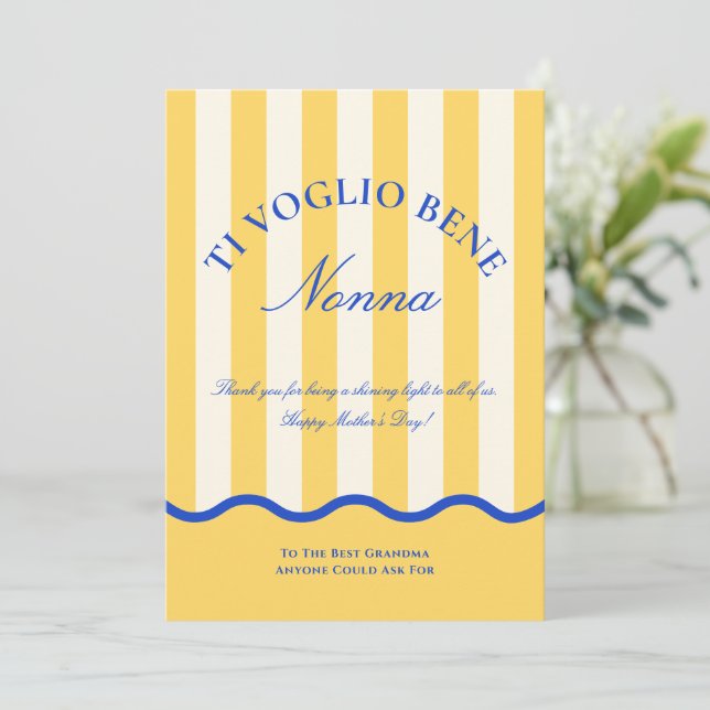 Cartão De Festividades Modern Italian Grandma Happy Mother’s Day Nonna (Em pé/Frente)