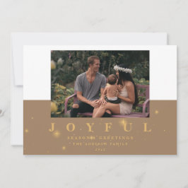 Cartão De Festividades Modern Kraft e Dourada alegria Natal com duas foto