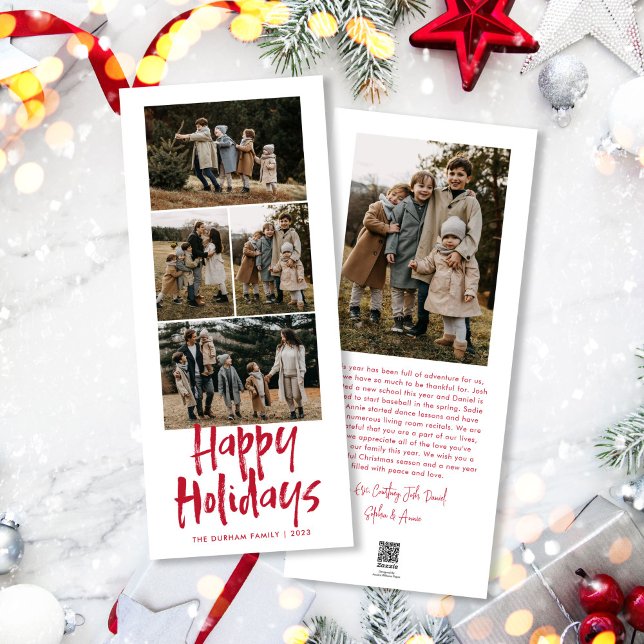 Cartão De Festividades Modern Lettering Cinco Fotos Finas Felizes (Criador carregado)