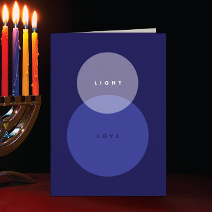 Cartão De Festividades Modern Light & Love Blue Chanucá Dobrado