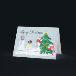 Cartão De Festividades Modern Merry Christmas 3 Photo Family Snowman<br><div class="desc">This is a very fun Merry Christmas card where you can insert photos of each family member in these 3 snowmen.</div>