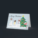 Cartão De Festividades Modern Merry Christmas 3 Photo Family Snowman<br><div class="desc">This is a very fun Merry Christmas card where you can insert photos of each family member in these 3 snowmen.</div>