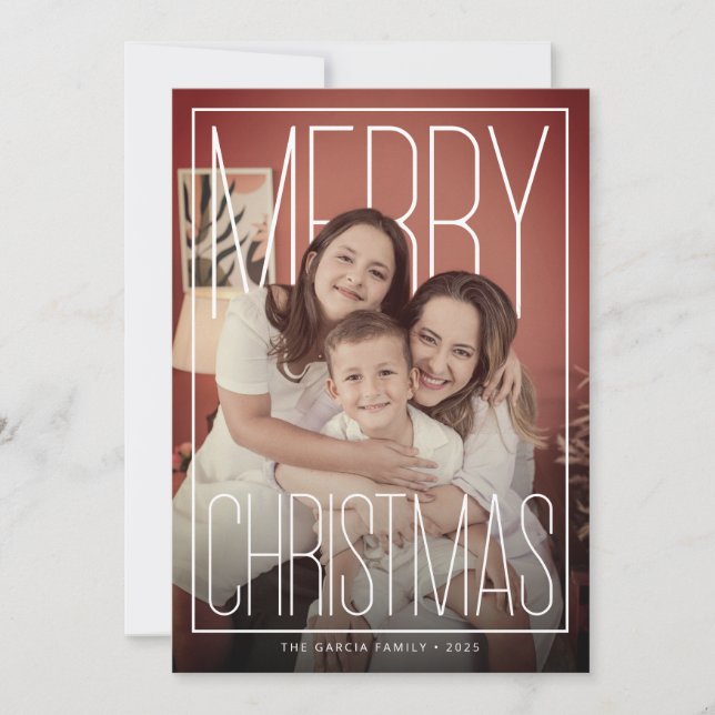 Cartão De Festividades Modern Merry Christmas Photo Card (Frente)