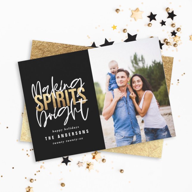 Cartão De Festividades Modern minimal typography chic gold Christmas (Criador carregado)