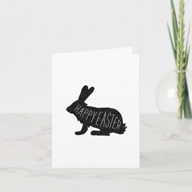 Cartão De Festividades Modern Minimalist Black and White Easter Bunny (Frente)