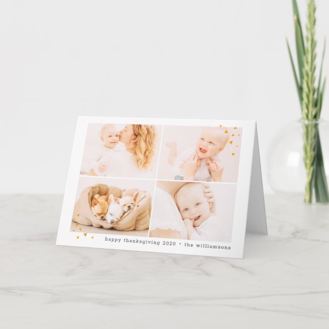 Cartão De Festividades Modern Minimalist Custom Photo Thanksgiving (Frente)