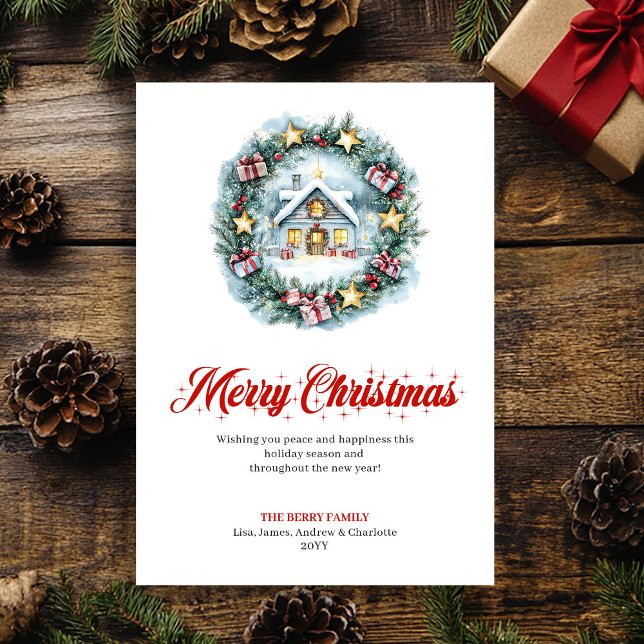 Cartão De Festividades Modern Minimalist Holiday Scene Greeting Card (Modern Minimalist Holiday Scene Greeting Card)