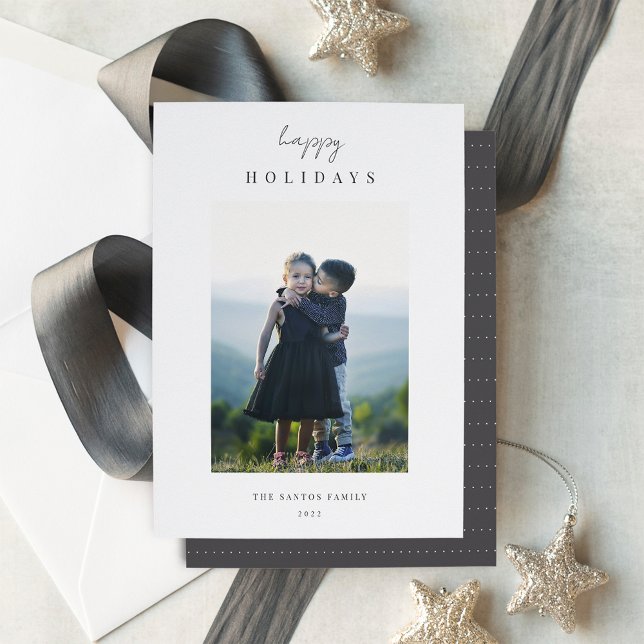 Cartão De Festividades Modern Minimalist Vertical Christmas Photo (Criador carregado)