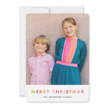 Modern Neon Merry Christmas Photo Card