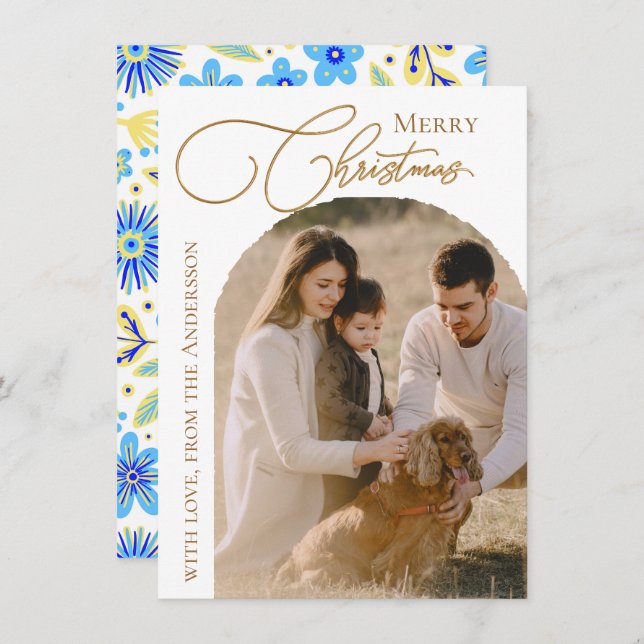 Cartão De Festividades Modern Photo Christmas (Frente/Verso)