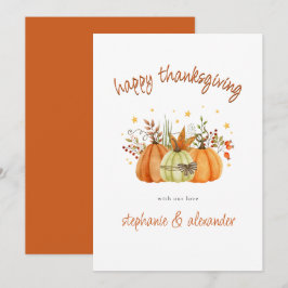 Cartão De Festividades Modern Pumpkins Terracotta Happy Ação de Graças